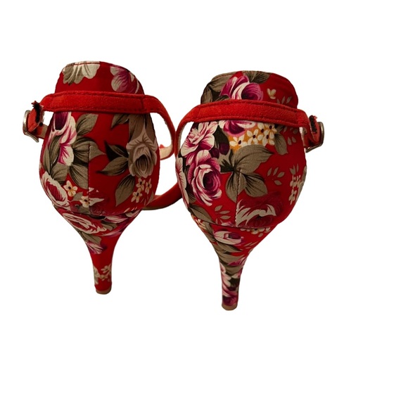 Scady Red with Floral Design High Heels Size 39 - Picture 4 of 7